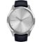 Garmin - vívomove Luxe Hybrid Smartwatch 42mm Stainless Steel - Silver With Navy Italian Leather Band-Front_Standard