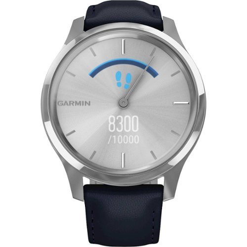 Garmin vívomove Luxe Hybrid Smartwatch 42mm Stainless Steel - Silver With Navy Italian Leather Band WORLDWIDE DELIVERY