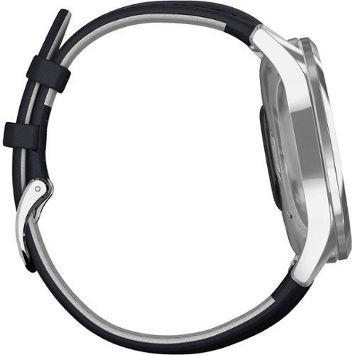 Garmin vívomove Luxe Hybrid Smartwatch 42mm Stainless Steel - Silver With Navy Italian Leather Band GLOBAL SHIPPING