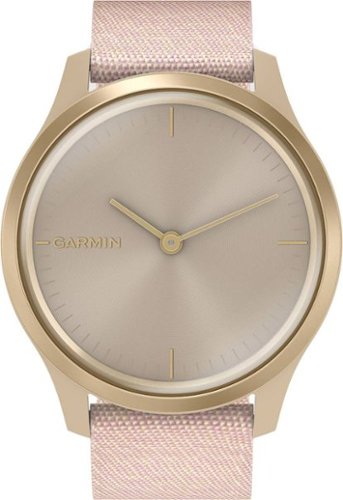 Garmin - vívomove Style Hybrid Smartwatch 30mm Aluminum - Light Gold With Blush Pink Woven Nylon Band