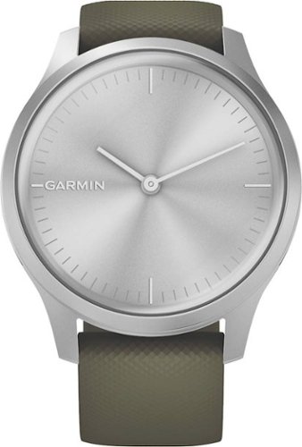 Garmin - vívomove Style Hybrid Smartwatch 30mm Aluminum - Silver With Moss Silicone Band