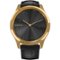Garmin - vívomove Luxe Hybrid Smartwatch 42mm Stainless Steel - Gold With Black Embossed Italian Leather Band-Front_Standard