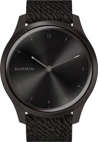 Garmin - vívomove Style Hybrid Smartwatch 30mm Aluminum - Graphite With Black Pepper Woven Nylon Band