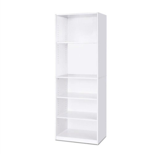 Hivvago - Modern 5-Shelf Bookcase Wood Finish - White-Front_Standard 