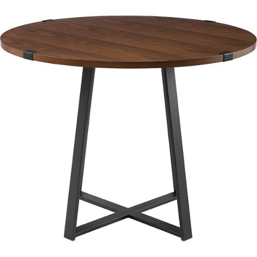 Walker Edison - Round Urban Industrial Wood Veneer / High-Grade MDF Table - Dark Walnut