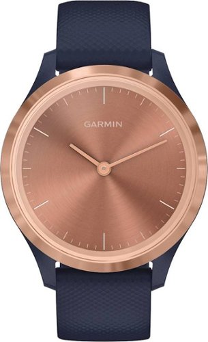 Garmin - vívomove 3S Hybrid Smartwatch 39mm Fiber-Reinforced Polymer - Rose Gold With Navy Case And Silicone Band-Front_Standard 