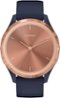 Garmin - vívomove 3S Hybrid Smartwatch 39mm Fiber-Reinforced Polymer - Rose Gold With Navy Case And Silicone Band-Front_Standard