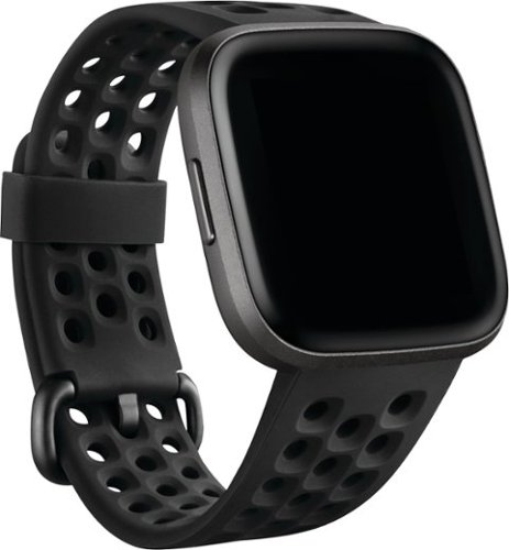 Sport Silicone Small Watch Band for Fitbit Versa 2 and Versa Lite - Black-Angle_Standard 
