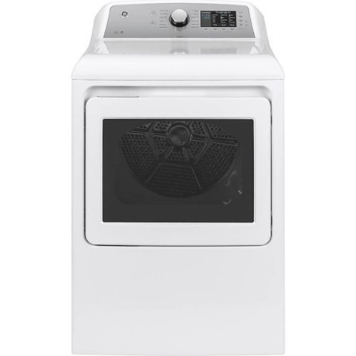 GE - 7.4 Cu. Ft. 12-Cycle Gas Dryer with HE Sensor Dry - White on white with silver backsplash