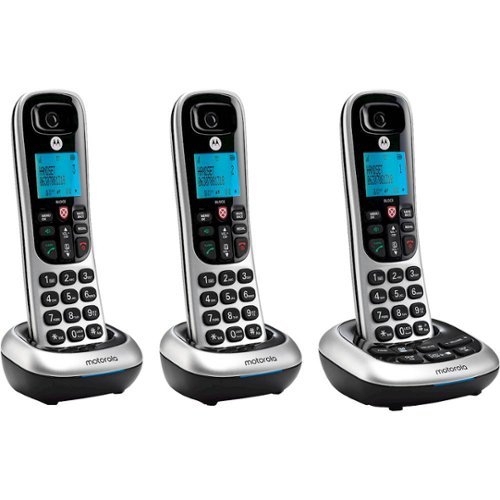 Motorola - MOTO-CD4013 Expandable Cordless Phone System with Digital Answering System - Black