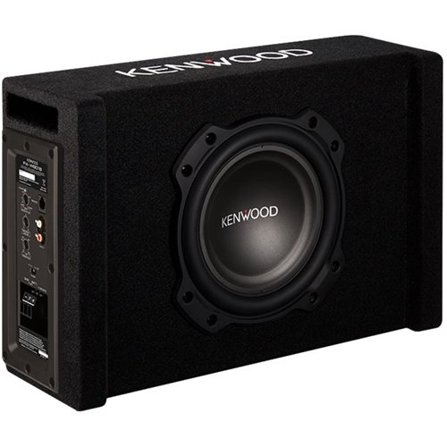 Kenwood - 8" Single-Voice-Coil Loaded Subwoofer Enclosure with Integrated Amp - Black