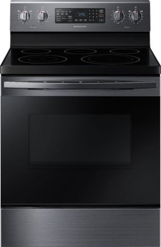 Samsung - 5.9 Cu. Ft. Freestanding Electric Convection Range with Self-Steam Cleaning - Black stainless steel