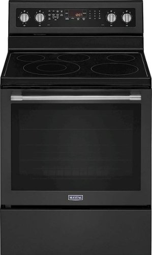 Maytag - 6.4 Cu. Ft. Freestanding Electric True Convection Range with AquaLift Self-Cleaning and Power Preheat - Cast Iron Black-Front_Standard 