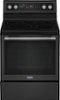 Maytag - 6.4 Cu. Ft. Freestanding Electric True Convection Range with AquaLift Self-Cleaning and Power Preheat - Cast Iron Black-Front_Standard