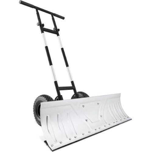 Best Choice Products - 36in Galvanized Blade Hand Snow Pusher w/ 2 Wheels, Adjustable Handle, Blade Angle - Silver-Front_Standard 