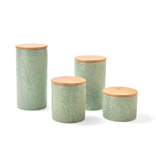 American Atelier - Embossed Sage 4-Piece Kitchen Canister Set-Front_Standard 
