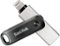 SanDisk - iXpand Flash Drive Go 128GB USB 3.0 Type-A to Apple Lightning for iPhone & iPad - Black / Silver-Front_Standard 