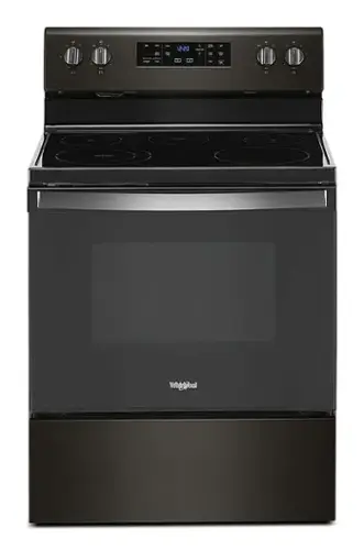 Front. Whirlpool - 5.3 Cu. Ft. Freestanding Electric Range with Self-Cleaning and Frozen Bake - Black Stainless Steel.