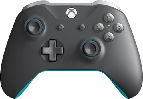 Microsoft - Geek Squad Certified Refurbished Wireless Controller for Xbox One and Windows 10 - Gray/Blue