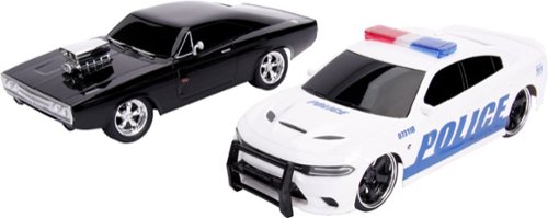  Fast and Furious - Chase Twin Pack: Dom's 1970 Dodge Charger vs 2015 Dodge Charger Police - Black/Blue/White/Red
