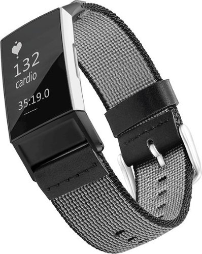 WITHit - Nylon Band for Fitbit™ Charge 3 and Charge 4 - Black Nylon