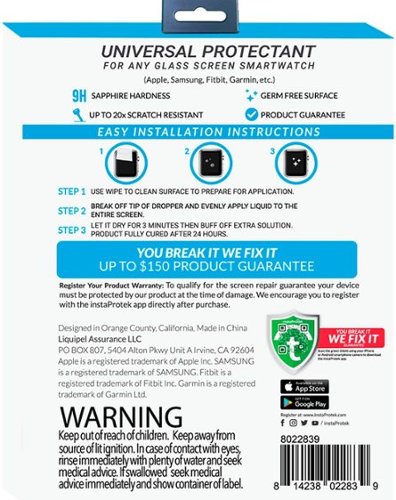 Liquipel Liquid Screen Protector for Glass Screen Smartwatches - Transparent WORLDWIDE DELIVERY