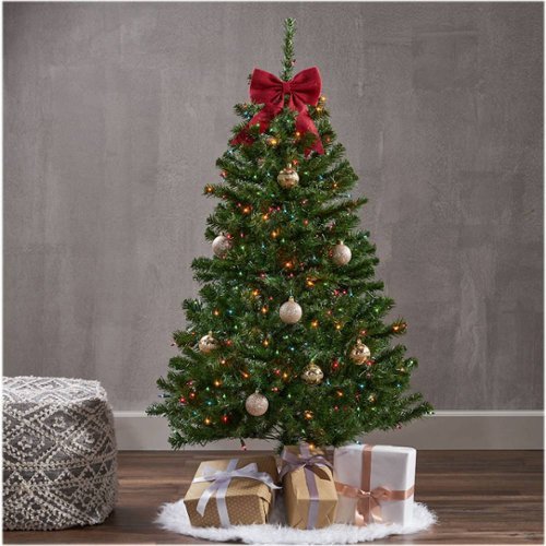 Noble House - 4.5' Noble Fir Pre-Lit Hinged Artificial Christmas Tree - Green + Multi Lights-Alt_View_Standard_16 