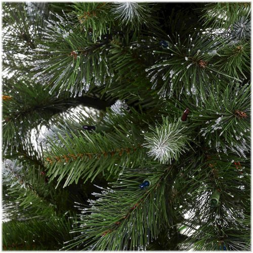 Noble House - 9' Mixed Spruce Pre-Lit Hinged Artificial Christmas Tree with Glitter Branches, Red Berries and Pinecones - Green + Multi Lights-Alt_View_Standard_14 