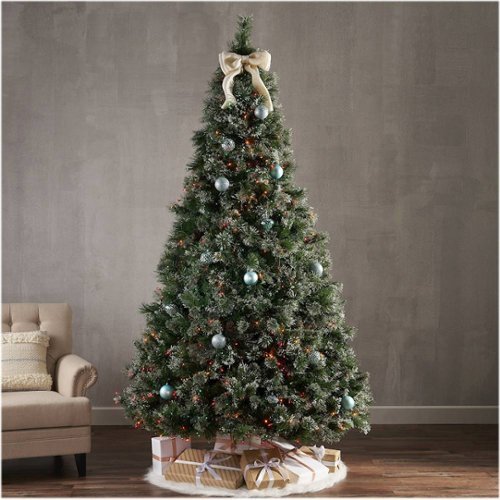 Noble House - 9' Cashmere and Mixed Spruce Pre-Lit Artificial Christmas Tree with Snowy Branches and Pinecones - Green + Multi Lights-Alt_View_Standard_15 