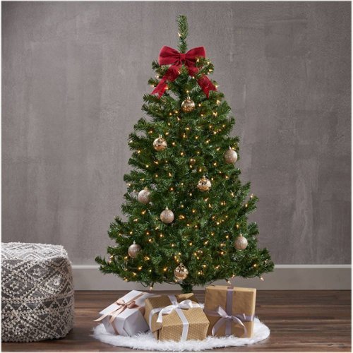 Noble House - 4.5' Noble Fir Pre-Lit Hinged Artificial Christmas Tree - Green + Clear Lights-Alt_View_Standard_14 