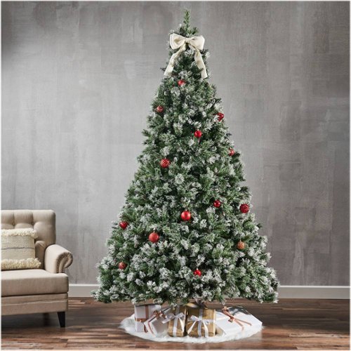 Noble House - 9' Cashmere Pine & Mixed Needles Clear Light Hinged Artificial Christmas Tree with Snow & Glitter Branches - Green + Clear Lights-Alt_View_Standard_14 