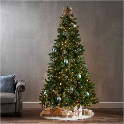 Noble House - 7.5' Noble Fir Pre-Lit Hinged Artificial Christmas Tree - Green + Clear Lights-Alt_View_Standard_14 
