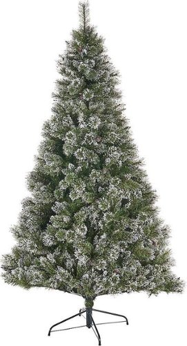 Noble House - 4.5' Cashmere Pine & Mixed Needles Unlit Hinged Artificial Christmas Tree with Snow & Glitter Branches - Green-Front_Standard 