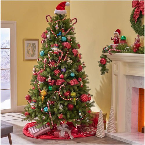 Noble House - 7' Mixed Spruce Pre-Lit Artificial Christmas Tree - Green + Multi Lights-Alt_View_Standard_14 