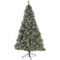 Noble House - 7' Cashmere Pine & Mixed Needles Unlit Hinged Artificial Christmas Tree with Snow & Glitter Branches - Green-Front_Standard