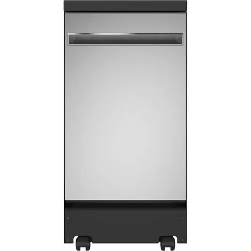 Front. GE - 18" Portable Dishwasher - Stainless steel.