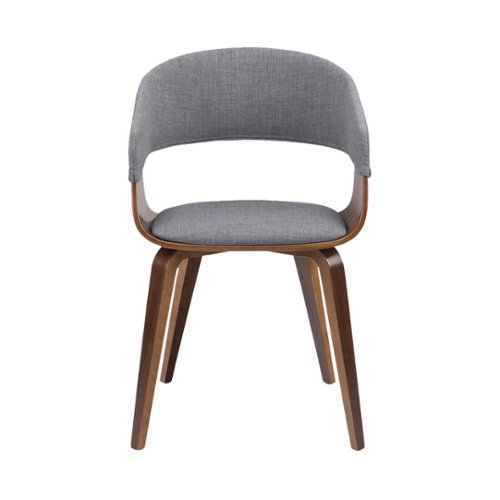 Simpli Home - Lowell Mid Century Modern Bentwood Dining Chair in Light Grey Linen Look Fabric - Light Gray