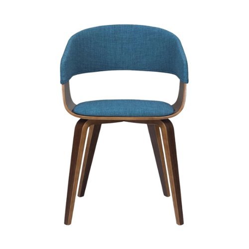 Simpli Home - Lowell Mid Century Modern Bentwood Dining Chair in Linen Look Fabric - Blue