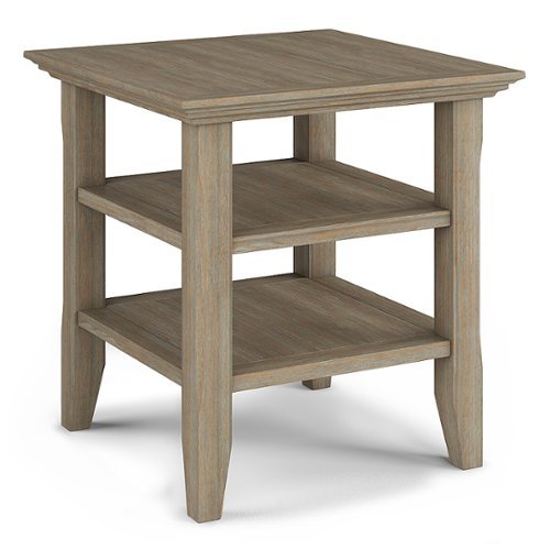 Simpli Home - Acadian SOLID WOOD 19 inch Wide Square Transitional End Table in Distressed Grey - Distressed Gray