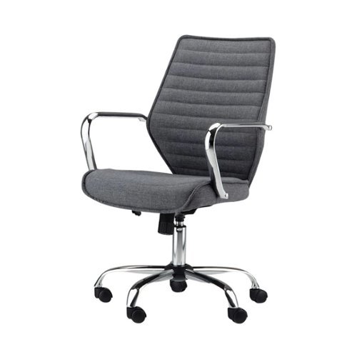 Simpli Home - Samuels 5-Pointed Star Fabric Executive Chair - Gray/Chrome