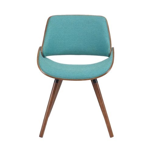 Simpli Home - Malden Mid-Century Modern Woven Fabric, Walnut Wood Veneer & High-Density Foam Dining Chair - Blue Turquoise