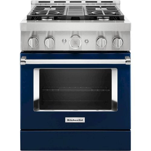 KitchenAid - Commercial-Style 4.1 Cu. Ft. Slide-In Gas True Convection Range with Self-Cleaning - Ink blue