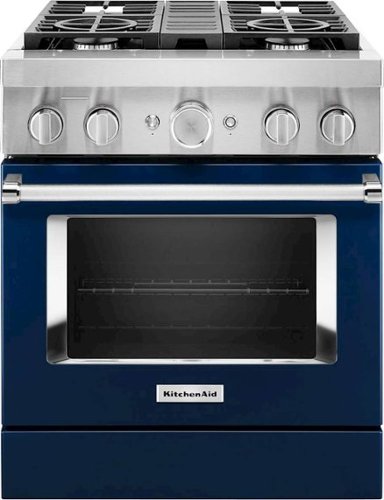 KitchenAid - 4.1 Cu. Ft. Freestanding Dual Fuel True Convection Range with Self-Cleaning - Ink blue