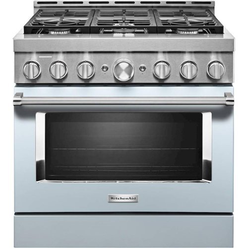 KitchenAid - Commercial-Style 5.1 Cu. Ft. Slide-In Gas True Convection Range with Self-Cleaning - Misty blue