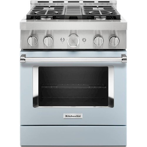 KitchenAid - Commercial-Style 4.1 Cu. Ft. Slide-In Gas True Convection Range with Self-Cleaning - Misty blue