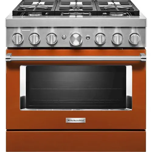 Front. KitchenAid - 5.1 Cu. Ft. Freestanding Dual Fuel True Convection Range with Self-Cleaning - Scorched Orange.