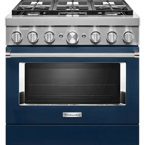 Front. KitchenAid - 5.1 Cu. Ft. Freestanding Dual Fuel True Convection Range with Self-Cleaning - Ink Blue.