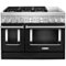 KitchenAid - 6.3 Cu. Ft. Freestanding Double Oven Dual Fuel True Convection Range with Self-Cleaning - Imperial Black-Front_Standard