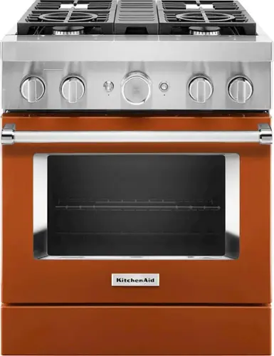 Front. KitchenAid - 4.1 Cu. Ft. Freestanding Dual-Fuel True Convection Range with Self-Cleaning - Scorched Orange.