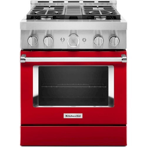 KitchenAid - Commercial-Style 4.1 Cu. Ft. Slide-In Gas True Convection Range with Self-Cleaning - Passion red